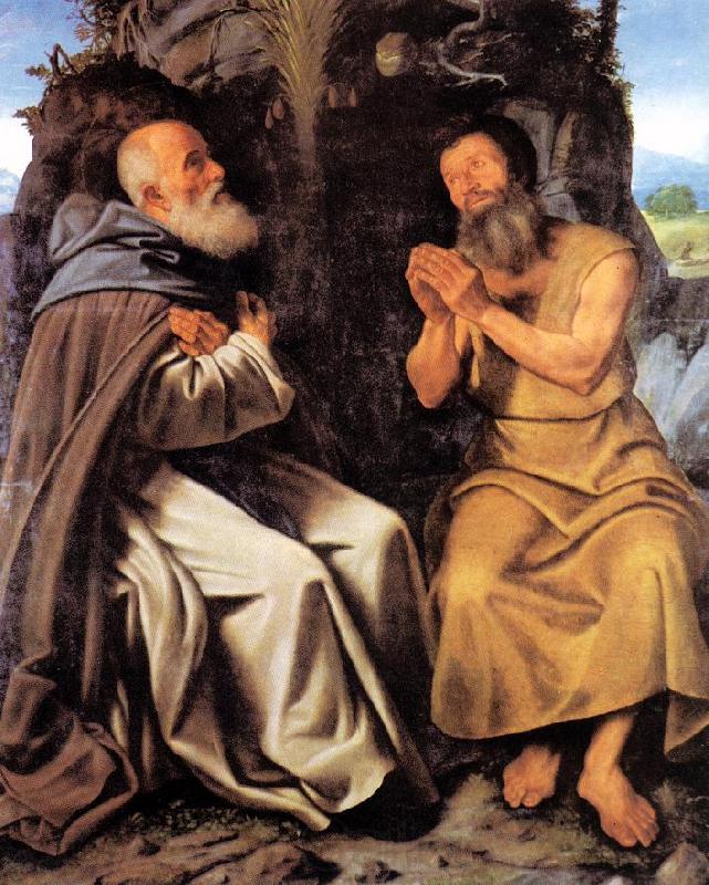 SAVOLDO, Giovanni Girolamo St Anthony Abbot and St Paul Spain oil painting art